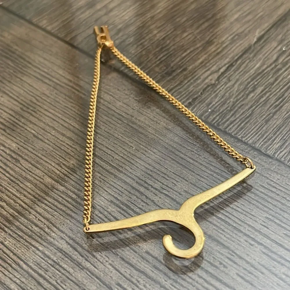 Vintage Tie Clasp - Chain with Initial “R” Monogram